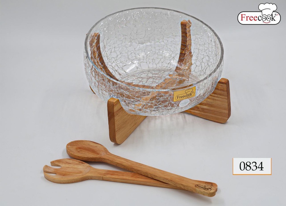 کاسه سالاد پایه چوب آبگزکروی-0834