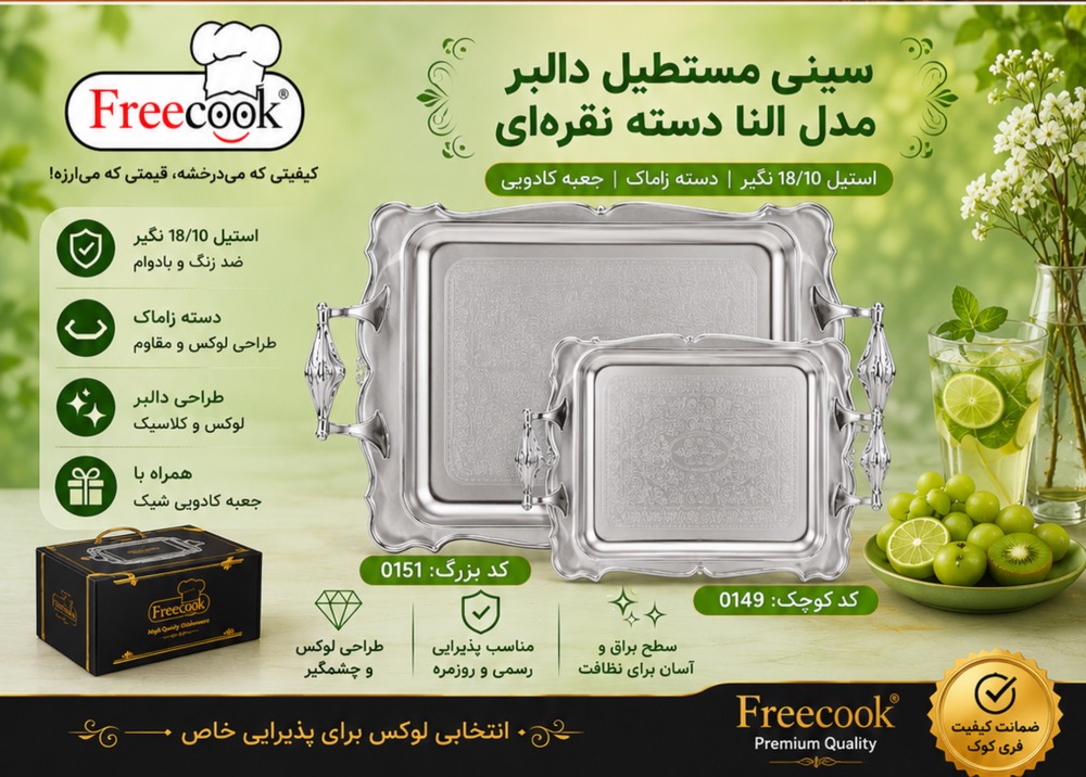 سینی دالبربزرگ گلداردسته النا نقره ای_0151